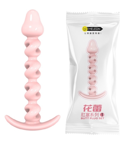 Анальна пробка ребриста тілесна Meleon Flower Bud Butt Plug - 1