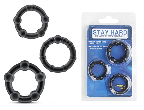 Набір кілець на член для підтримки ерекції чорні Stay hard - 1