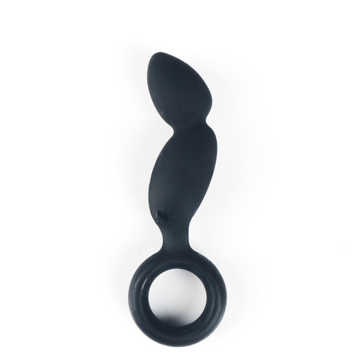 Масажер для простати з кільцем чорного кольору Lustoy Anal Toy - 3
