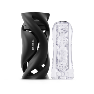 Мастурбатор в колбе для мужчин прозрачного цвета Dorcel Deep Blow Black