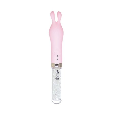 Вибратор с ушками для клитора розового с серебристым цвета BMS Factory Petites Lil’ Cottontail Vibrator - 3