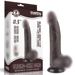 Фаллоимитаор на присоске коричневый Sliding Skin Dual Layer Dong  8.5