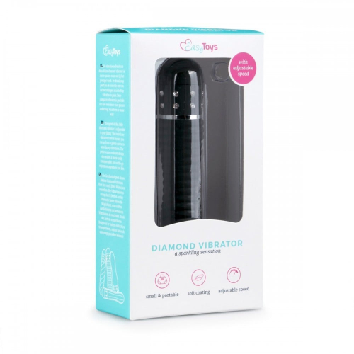 Вибратор вагинальный ребристый черного цвета со стразами EasyToys Love Diamond - 5