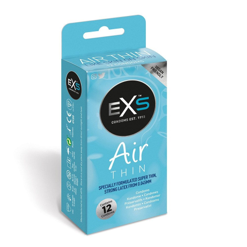 Презервативы латексные прозрачного цвета Exs Air thin feel 12 штук - 1
