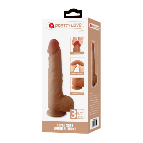 Силиконовый фаллоимитатор реалистичный на присоске телесный Lybaile PRETTY LOVE Lisle 8.1 Super Soft Liquid Dildo - 10