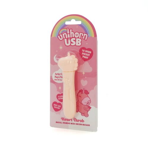 Віброкулька одноріжка для клітора тілесного кольору Unihorn USB Bullet Heart Throb - 3
