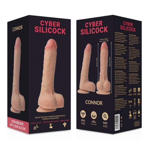 Фалоімітатор реалістичний на присосці бежевого кольору Cyber Silicock Connor довжина 205 мм - 6