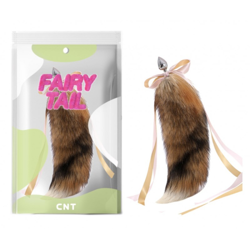 Анальний корок з пухнастим хвостом Fluffy Fox Tail Plug Gold 18.5 - 1