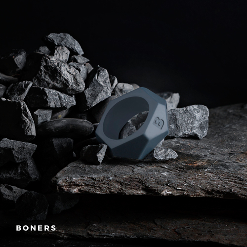 Эрекционное кольцо на член в виде гайки из силикона серое Boners Diamond - 2