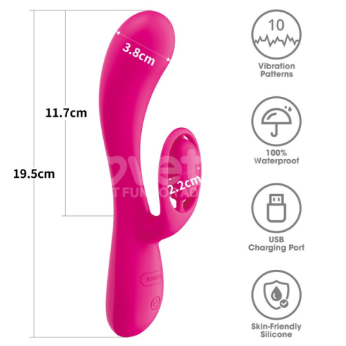Вибратор двойной с отростком для клитора розовый Lovetoy LAllure Orbit - 3