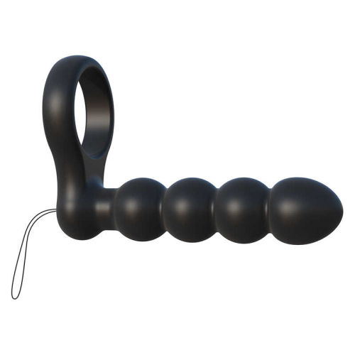 Вибронасадка на член для двойного проникновения черного цвета Pipedream C Ringz Remote Control Double Penetrator Dildo - 1