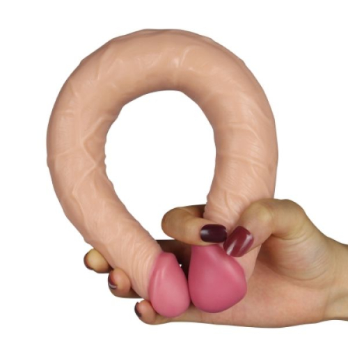 Двусторонний реалистичный фаллоимитатор телесного цвета Lovetoy - 3