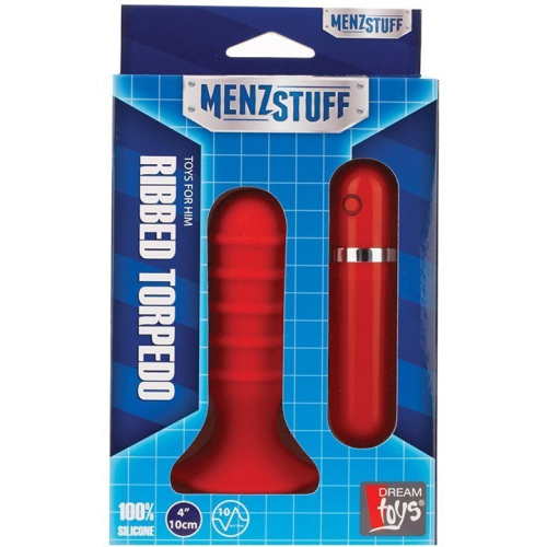Анальная вибропробка красная Dream Toys Menzstuff Ribbed Torpedo - 2