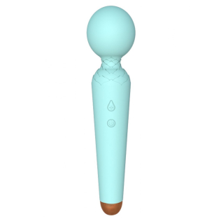 Вибромассажер Ванд в форме микрофона голубого цвета Boss series Rechargeable Power Wand 