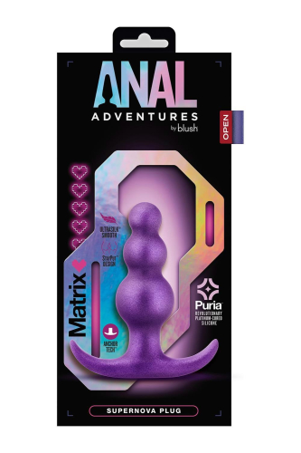 Рельєфна анальна силіконова пробка фіолетова ANAL ADVENTURES MATRIX SUPERNOVA PLUG - 5