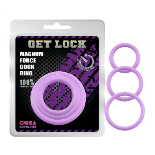 Эрекционные кольца разного размера сиреневого цвета Chisa Magnum Force Cock Ring - 1