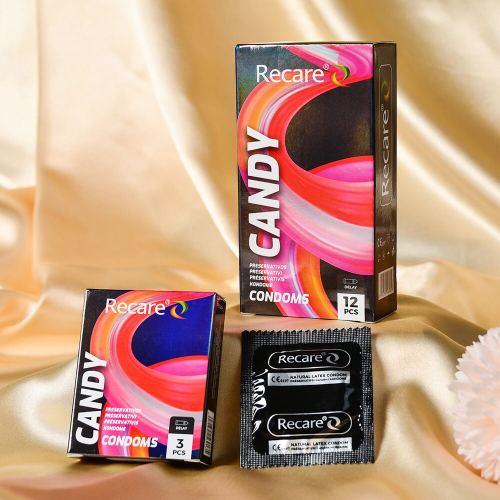Презервативи пролонгуючий ефект цукерковий аромат Recare Delay Candy Condoms Holographic 3 штуки - 5