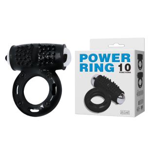 Вібро кільце ерекційне 2,5 см Power ring 10 режимів вібрації з кібершкіри