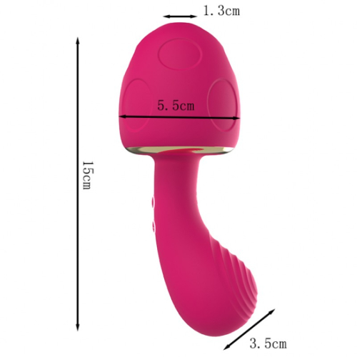 Вакуумний вібратор 2 в 1 із підігрівом малиновий Vscnovelty Mushroom Sucking Vibrator - 2