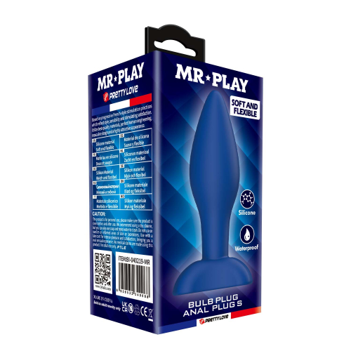 Анальная пробка синяя из силикона LYBAILE MR.PLAY Bulb Anal Plug размер S - 8