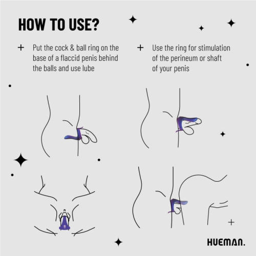 Эрекционное виброкольцо на член фиолетовое Hueman Vibrating Strap-on Cockring - 3