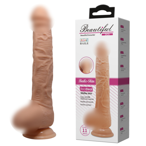 Фалоімітатор на присоску реалістик з мошонкою Baile Beautiful DICK 10.6 - 1