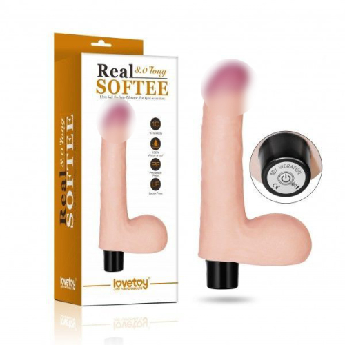 Реалистичный вибратор с мошонкой телесный Lovetoy Real Softee - 1