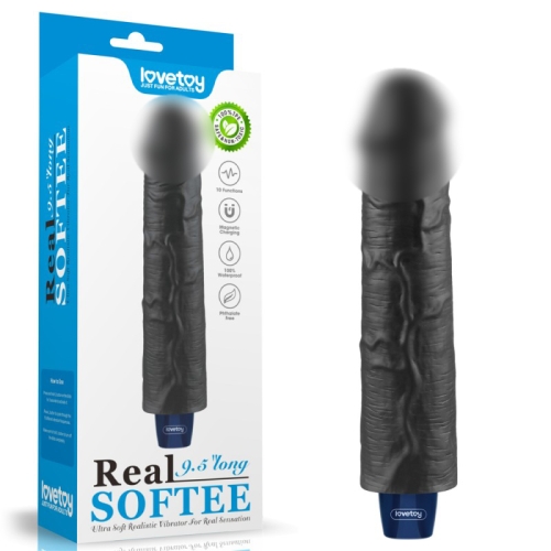 Вибратор реалистичный черного цвета Lovetoy REAL SOFTEE - 1