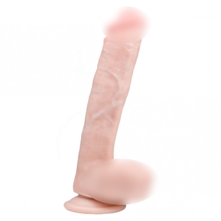 Фаллоимитатор реалистичный на присоске бежевый с мошонкой EasyToys Realistic Dildo 26,5 см