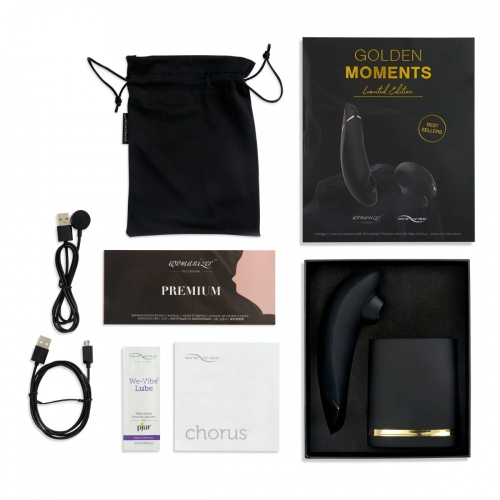 Набір секс іграшок Premium 2+ We-Vibe Chorus для пари чорного кольору Womanizer Golden Moments Collection - 14