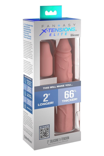 Насадка на член реалистичная бежевая Pipedream Fantasy X-tensions Elite - 3