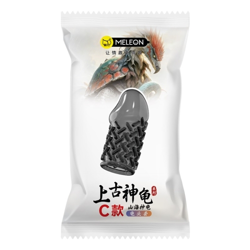 Стимулююча насадка на член з чорними ребрами Meleon - Mountain Sea Divine Turtle - 7