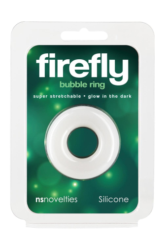 Эрекционное кольцо на член светящееся в темноте белого цвета NS Novelties Firefly размер S - 4