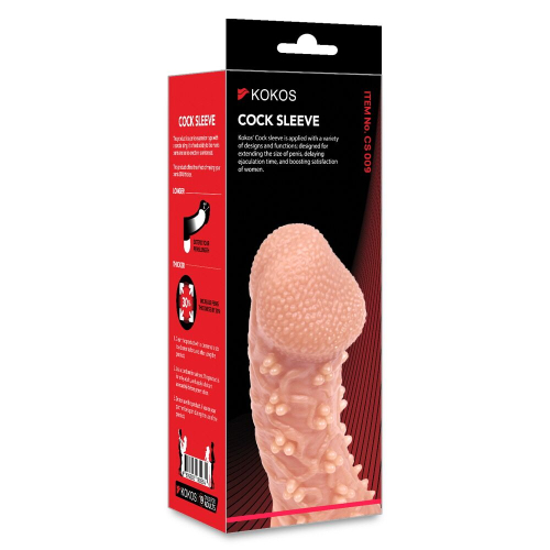 Насадка на член з отвором для мошонки тілесного кольору Kokos Cock Sleeve CS 009 розмір L - 4