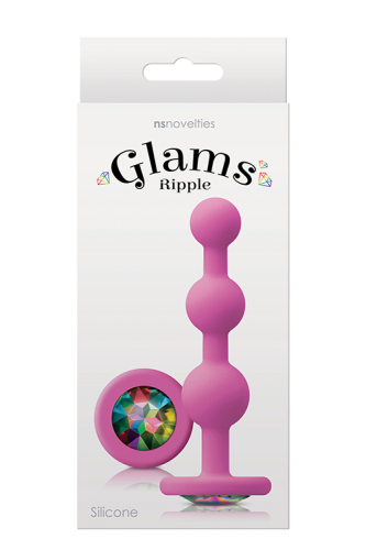 Рожева анальна пробка з райдужним кристалом GLAMS RIPPLE RAINBOW GEM - 2