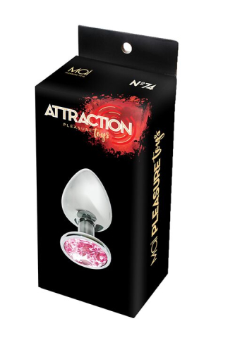 Металлическая анальная пробка себристая с розовым кристаллом MAI Attraction Toys длина 10см диаметр 4см - 3
