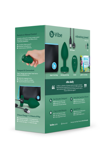 Анальна пробка з вібрацією та пультом B-Vibe для інтимних ігор силіконова зелена - 9