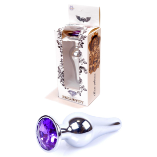 Анальная пробка серебристого цвета с кристаллом фиолетового цвета BOSS of TOYS Jewellery BUTT PLUG
