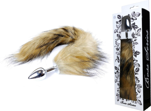 Анальная пробка серебристого цвета с хвостом коричневого цвета Boss Series Boss of toys Fox Tail Brown размер XL - 1