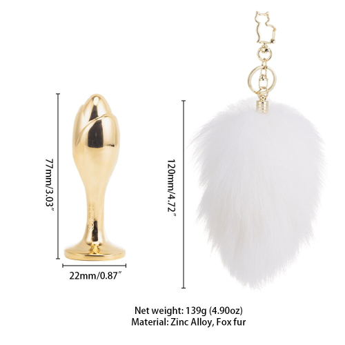 Металлическая анальная пробка Кроличий хвост LOCKINK SEVANDA White Bunny-Tail Anal Rose-shape Plug - 7