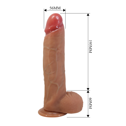 Силіконовий фалоімітатор реалістичний на присосці тілесний Lybaile PRETTY LOVE Mendel 10 Super Soft Liquid Dildo - 9