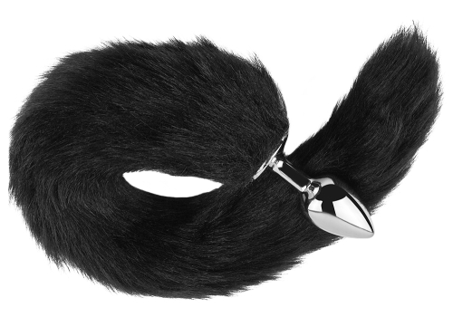 Анальна пробка медична нержавіюча сталь із чорним хвостом EGZO Fox Tail розмір S - 1