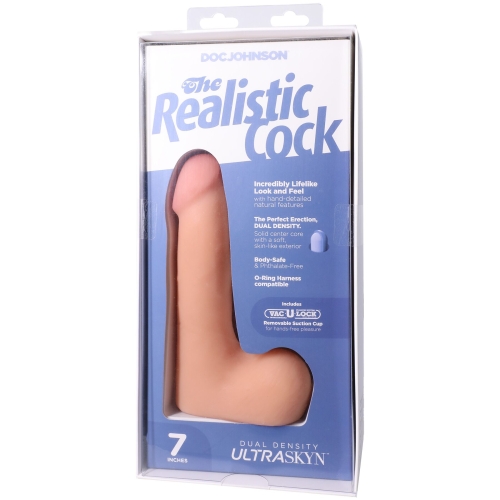 Фаллоимитатор реалистичный на съемной присоске телесный Doc Johnson The Realistic Cock ULTRASKYN - 7 Inch with Balls Vanilla - 9