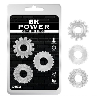 Набор из 3 эрекционных колец на член прозрачные Chisa Gear Up