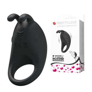 Кільце ерекційне на член з вібростимуляцією клітора чорне Pretty Love RABBIT VIBRATOR