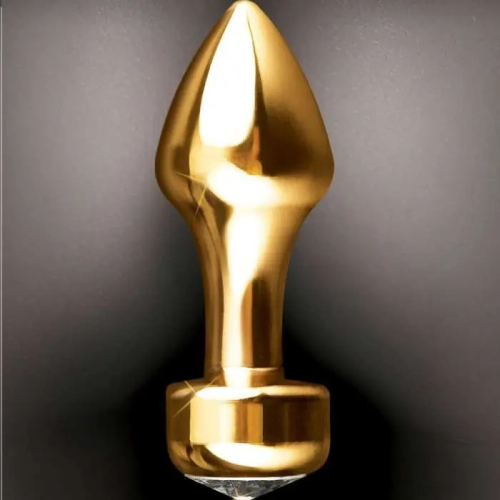 Анальная пробка золотистого цвета с серебристым камушком Pipedream FF Gold - 3