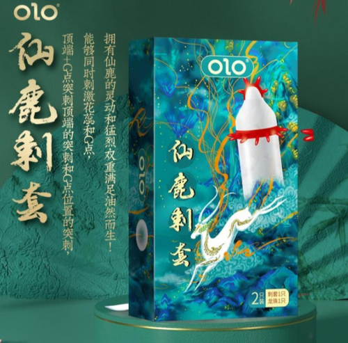 Презерватив з вусиками + кулька OLO Fairy deer Spiny condom 1 штука - 1