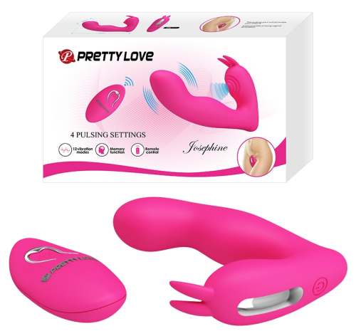 Мультифункціональний вібратор для точки G на пульті ДУ рожевий Pretty Love Josephine Magenta - 1