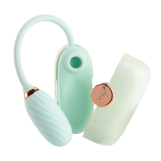 Волнующий вакуумный клиторальный стимулятор с вибрацией голубой Otouch Louis Vibrate Teal