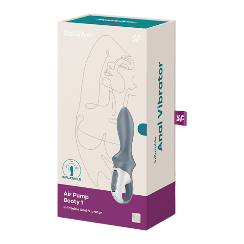 Анальный вибратор надувающийся серого цвета Satisfyer Air Pump Booty 1 - 6